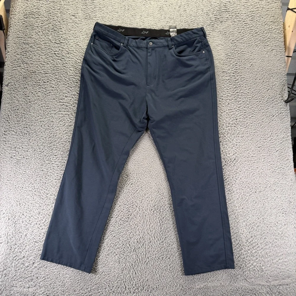 Greg Norman Pant Mens 40x30 Blue Polyester Golf Straight Leg Performance Stretch